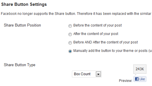 SFC Share Button Settings SFC Share Button Settings