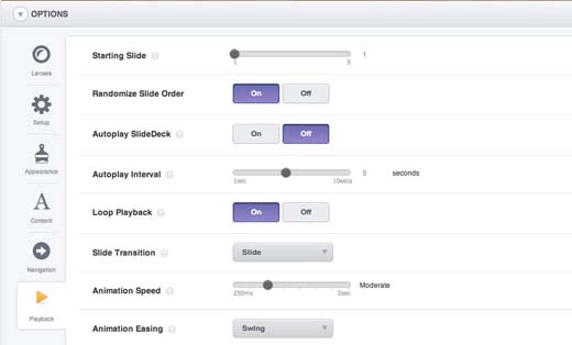 SlideDeck Options Playback
