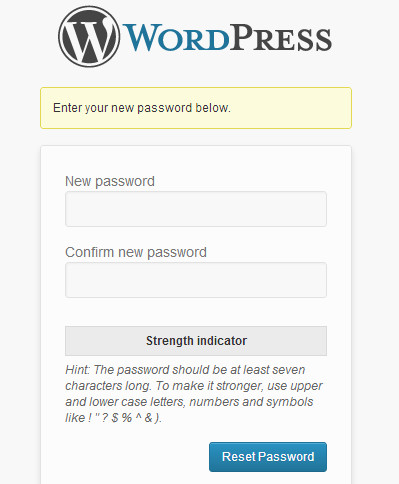 Enter a new password for your WordPress account