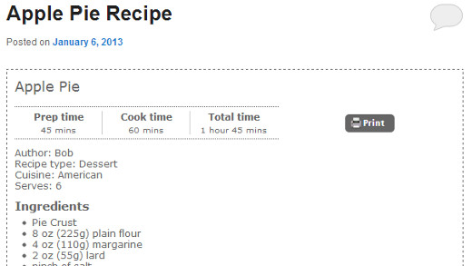 Recipe display style