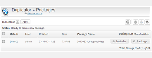 Duplicator package and installer for your WordPress website