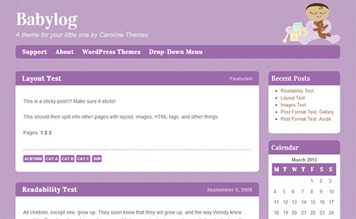 Babylog - WordPress theme for baby blogs