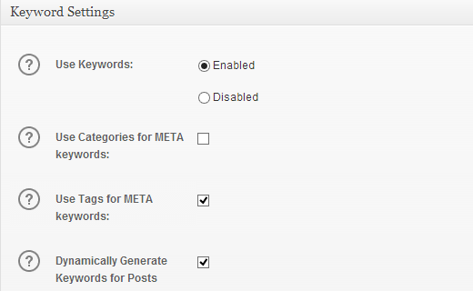 Keyword settings in All in One SEO plugin for WordPress