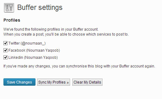 Syncy social media accounts from Buffer to WordPress