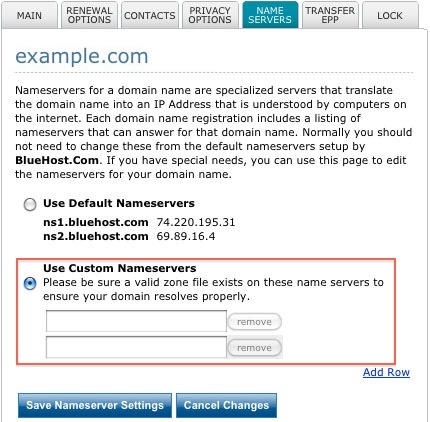Changing your name servers