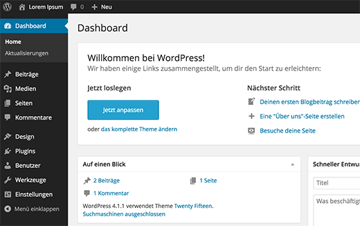 WordPress in German WordPress in German