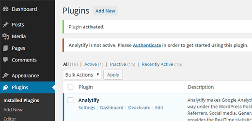 Authenticate Analytify with your Google Analytics account Authenticate Analytify with your Google Analytics account