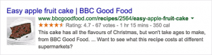 A recipe in search results with rich snippets data A recipe in search results with rich snippets data