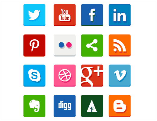 Simple flat social icons