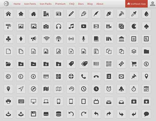 Icomoon's free icon fonts preview