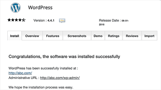 Softaculous successfully installed WordPress on your website Softaculous successfully installed WordPress on your website