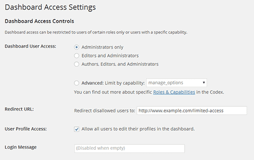 Limit dashboard access