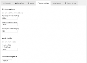 Grid layout settings Grid layout settings