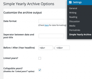 Simple yearly archive settings Simple yearly archive settings