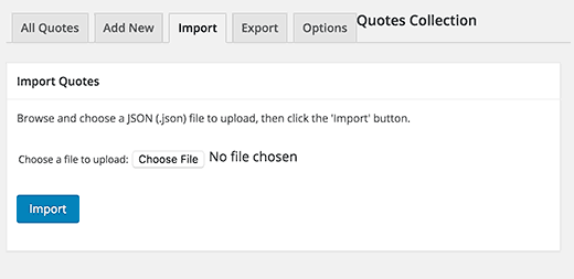 Import quotes into other WordPress site Import quotes into other WordPress site