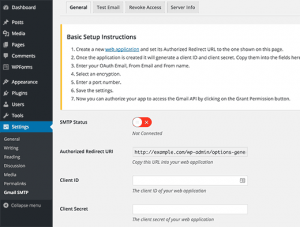 Gmail SMTP plugin settings Gmail SMTP plugin settings