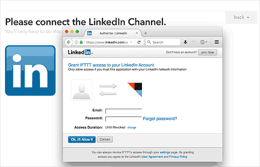 Authorize IFTTT to access your LinkedIn account Authorize IFTTT to access your LinkedIn account