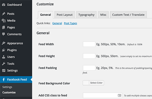 Customize appearance of Facebook feed Customize appearance of Facebook feed