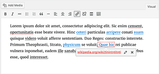 Broken link highlighter in WordPress 4.6 Broken link highlighter in WordPress 4.6