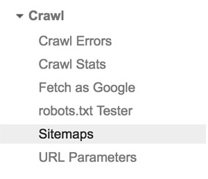Crawl section in Google Search Console
