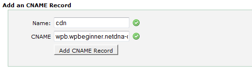 Configure W3 Total Cache - Adding a CNAME Record