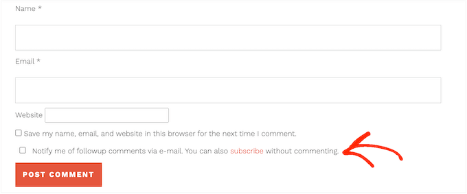 Allowing users to subscribe to comment threads
