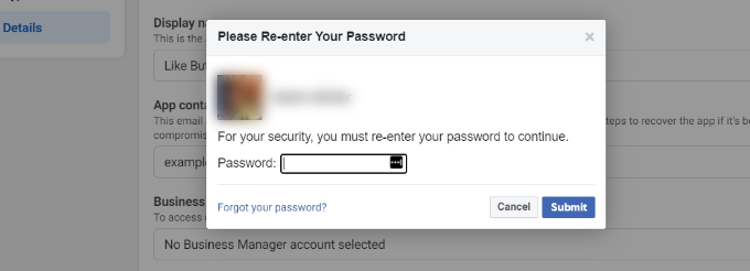 رمز عبور فیسبوک خود را دوباره وارد کنید