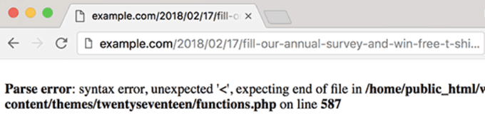 Пример кода ошибки PHP