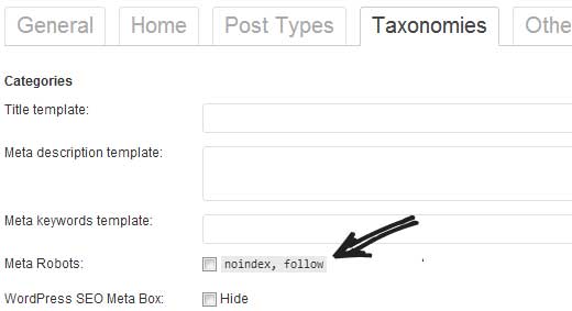 Yoast No Index Taxonomies