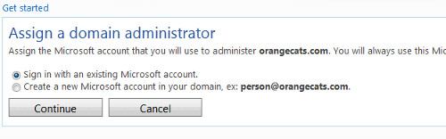 Selecting an Email to Administer the domain