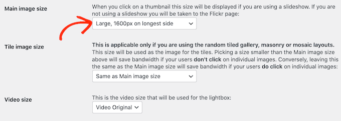 Changing the image size