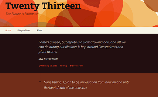 Twenty Thirteen - het nieuwe standaardthema van WordPress Twenty Thirteen Demo Screenshot