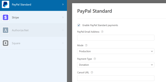 Enable PayPal in WPForms
