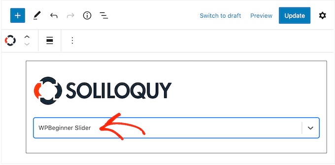 Adding a Soliloquy block to your WordPress website