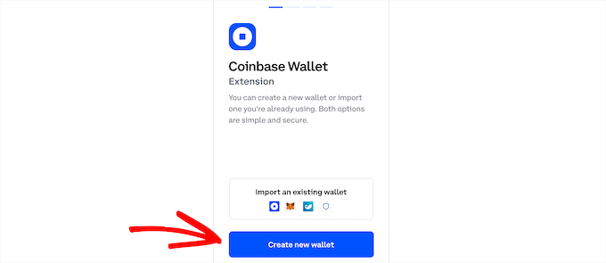 Click create new wallet