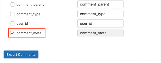 Özel meta verileri WordPress yorumlarından dışa aktarma