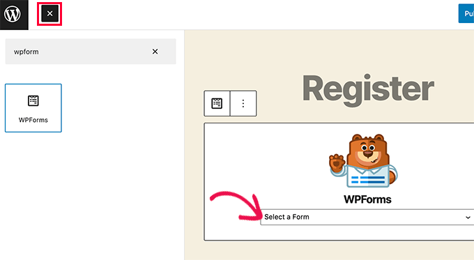 添加 WPForms 块