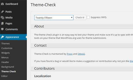 Checking themes against WordPress standards