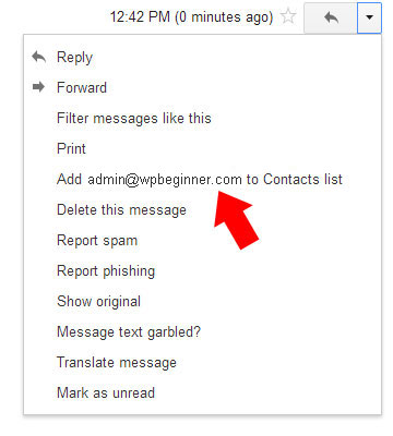 Gmail Add to Contacts