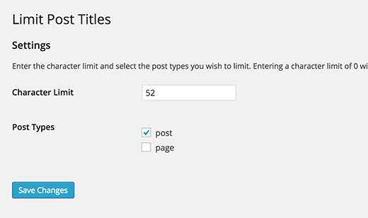 Title limit settings in WordPress