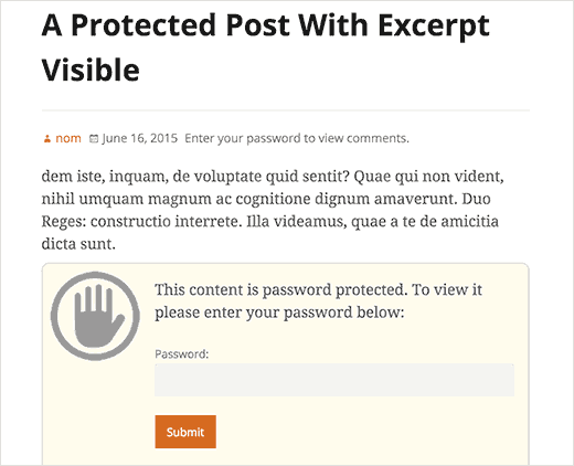 Показ отрывка поста, защищенного паролем, в WordPress