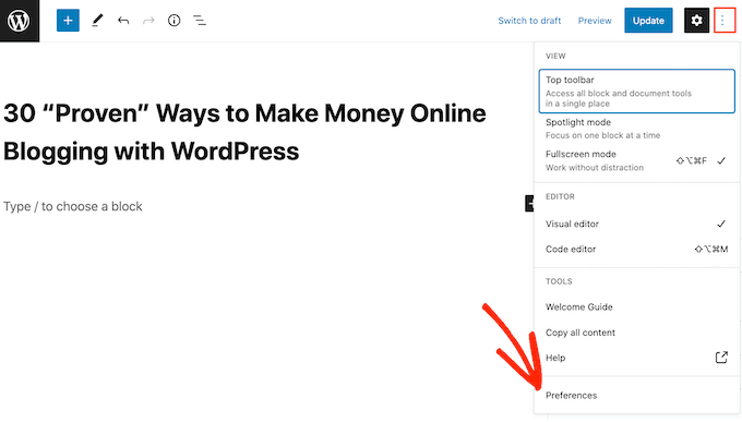 Enabling the WordPress excerpt settings