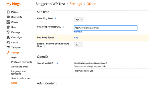 Redirect blogger feed readers to your WordPress feed