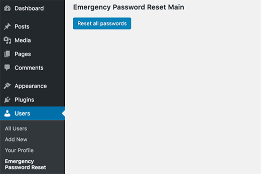 Reset all passwords in WordPress