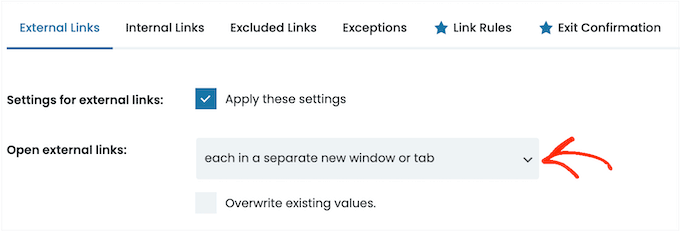 Open external links in a new tab or window