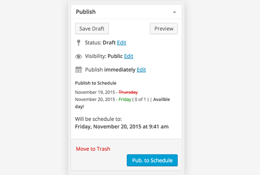 Publish meta box with Publish to Post plugin