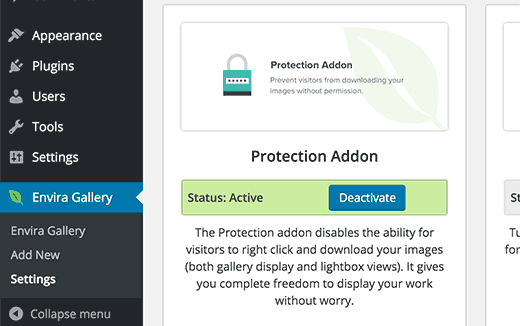 WordPress için Envira Gallery eklentisinde görüntü hırsızlığı koruması eklentisi