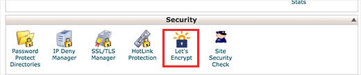 Let's Encrypt icon in cPanel