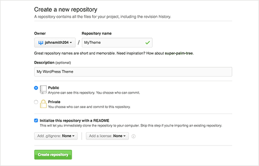 Creating a new repository for your WordPress theme on GitHub
