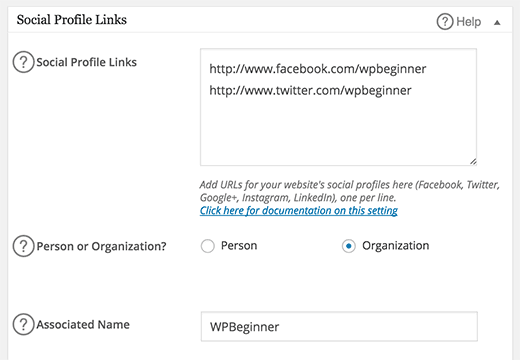 Adding your social profile links